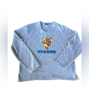 Disney Pooh Tigger Vintage Gray Fleece Pullover Sweatshirt Size XL 90s